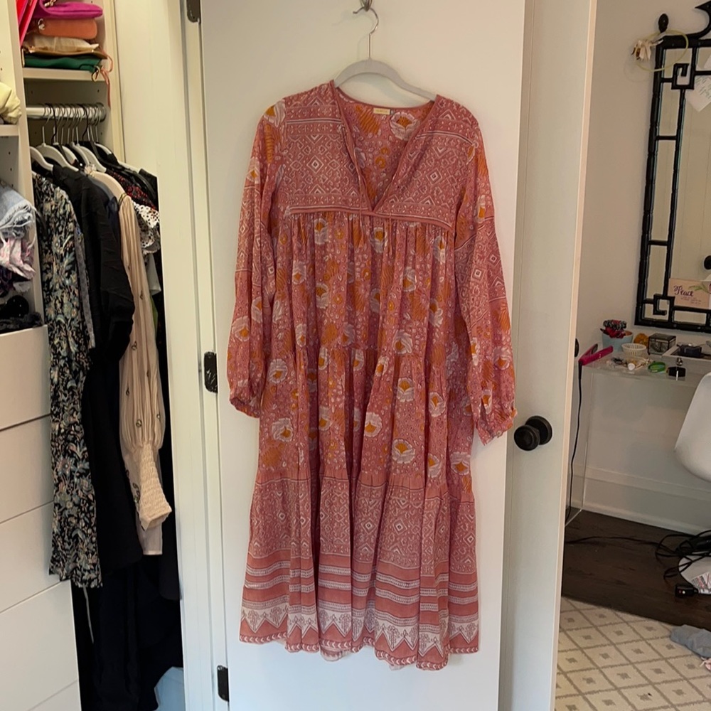 Pink flowy midi dress